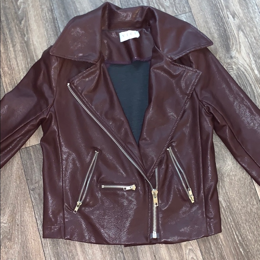 Red/burgundy leather jacket